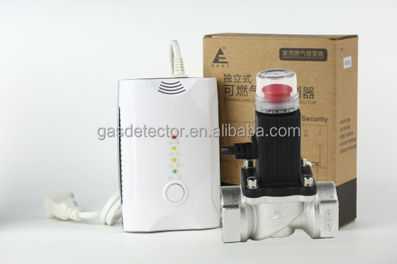 Kitchen natural gas/ propane/butane gas alarm leakage detector with shut-off valve