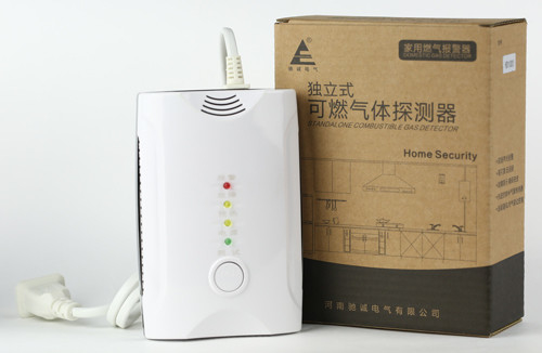 Domestic lpg gas detector with electric interlock and self test function used for home lpg gas leak alarm and monitor